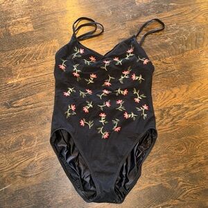 Baja Blue Black Floral One Piece